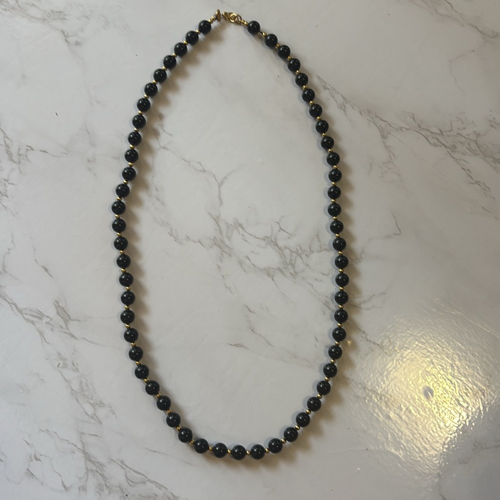 Vintage Black and Gold Beaded Monet Necklace